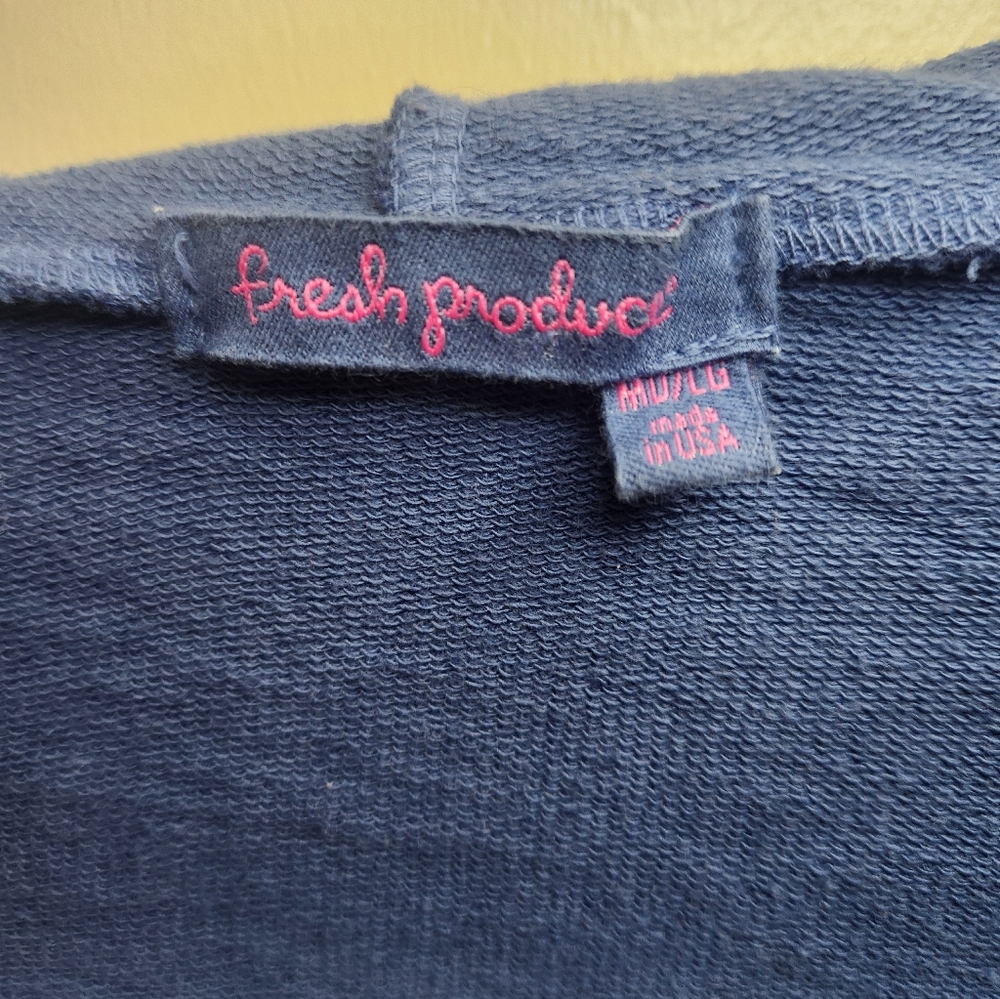 Women's Fresh Produce Navy Blue Hooded Cardigan Med /Large - Picture 7 of 7